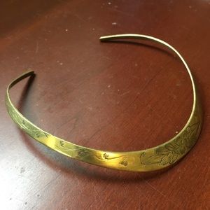 Vintage Engraved Collar Necklace Gold Tone Choker